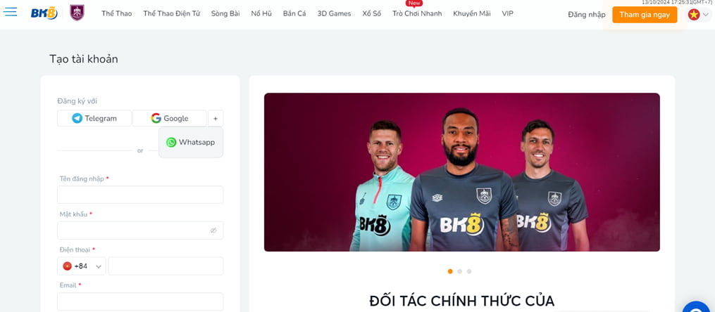 Đăng ký tài khoản nhà cái châu